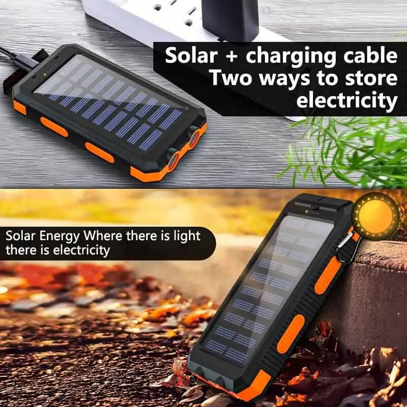 10000mAh Solar Power Bank with Flashlight