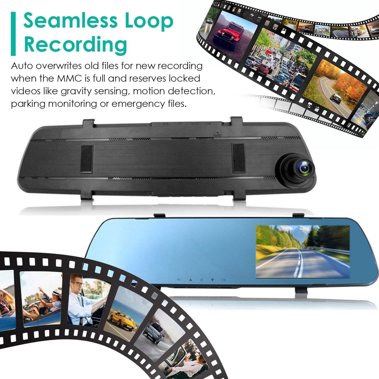 1080P Car DVR 4.3inches Dash Cam with 140° Angle Loop Recording