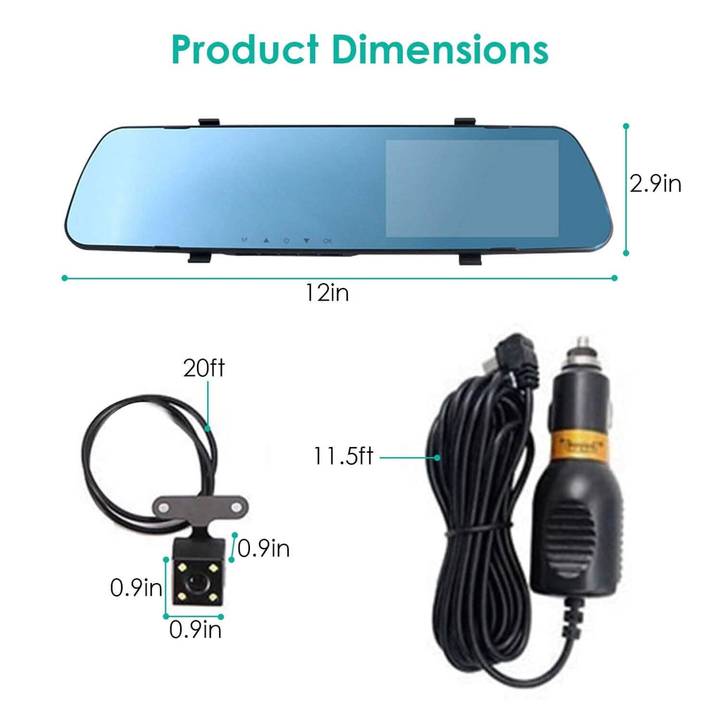1080P Car DVR 4.3inches Dash Cam with 140° Angle Loop Recording