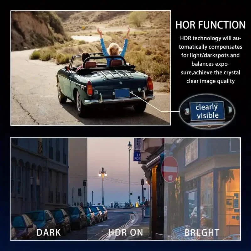 1080P High-Definition Dual Camera Dash Cam for Cars 3.16 Inch IPS Screen GPS and Lane Departure Warning