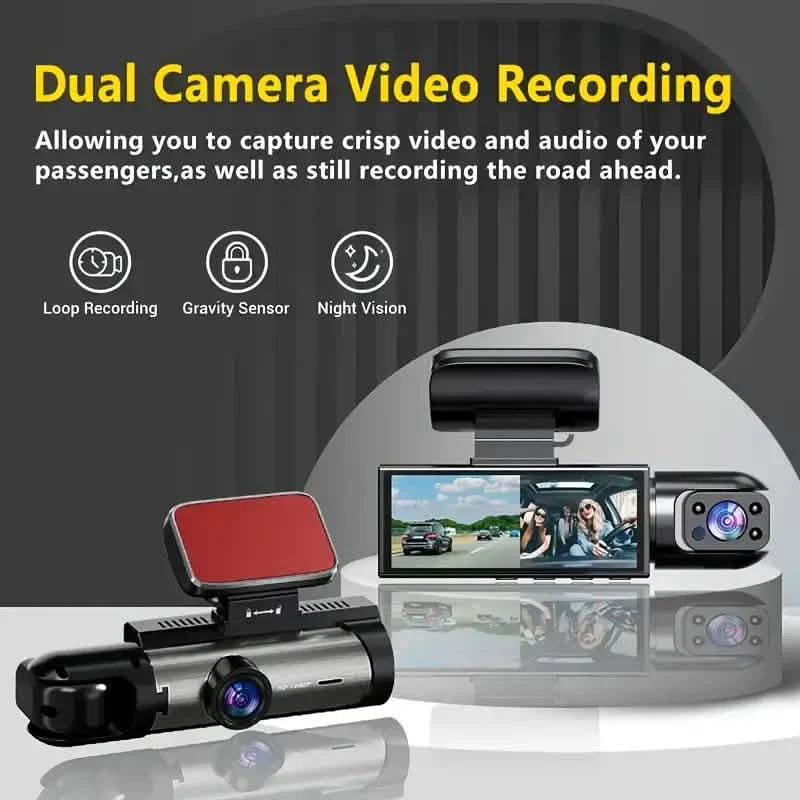 1080P High-Definition Dual Camera Dash Cam for Cars 3.16 Inch IPS Screen GPS and Lane Departure Warning