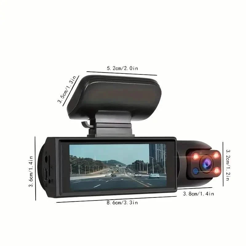 1080P High-Definition Dual Camera Dash Cam for Cars 3.16 Inch IPS Screen GPS and Lane Departure Warning