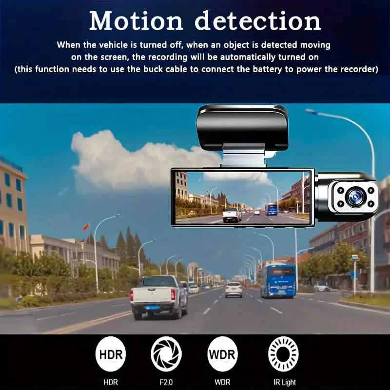 1080P High-Definition Dual Camera Dash Cam for Cars 3.16 Inch IPS Screen GPS and Lane Departure Warning