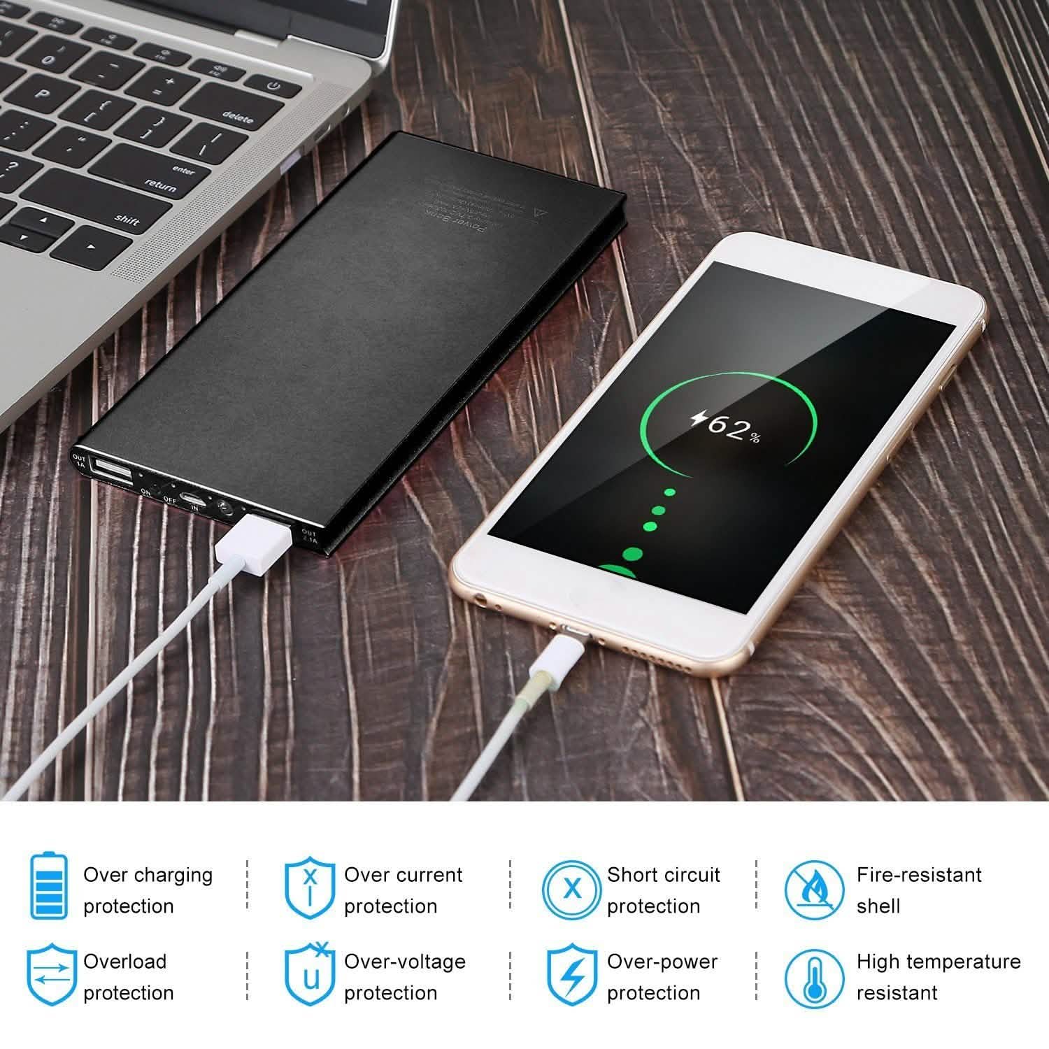 20000mAh Power Bank Ultra Thin External Battery Pack