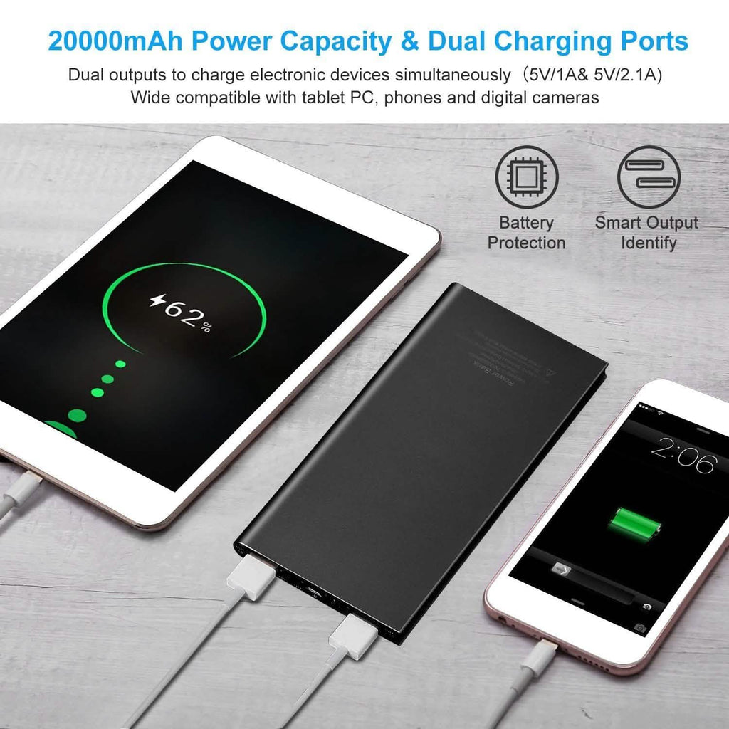 20000mAh Power Bank Ultra Thin External Battery Pack
