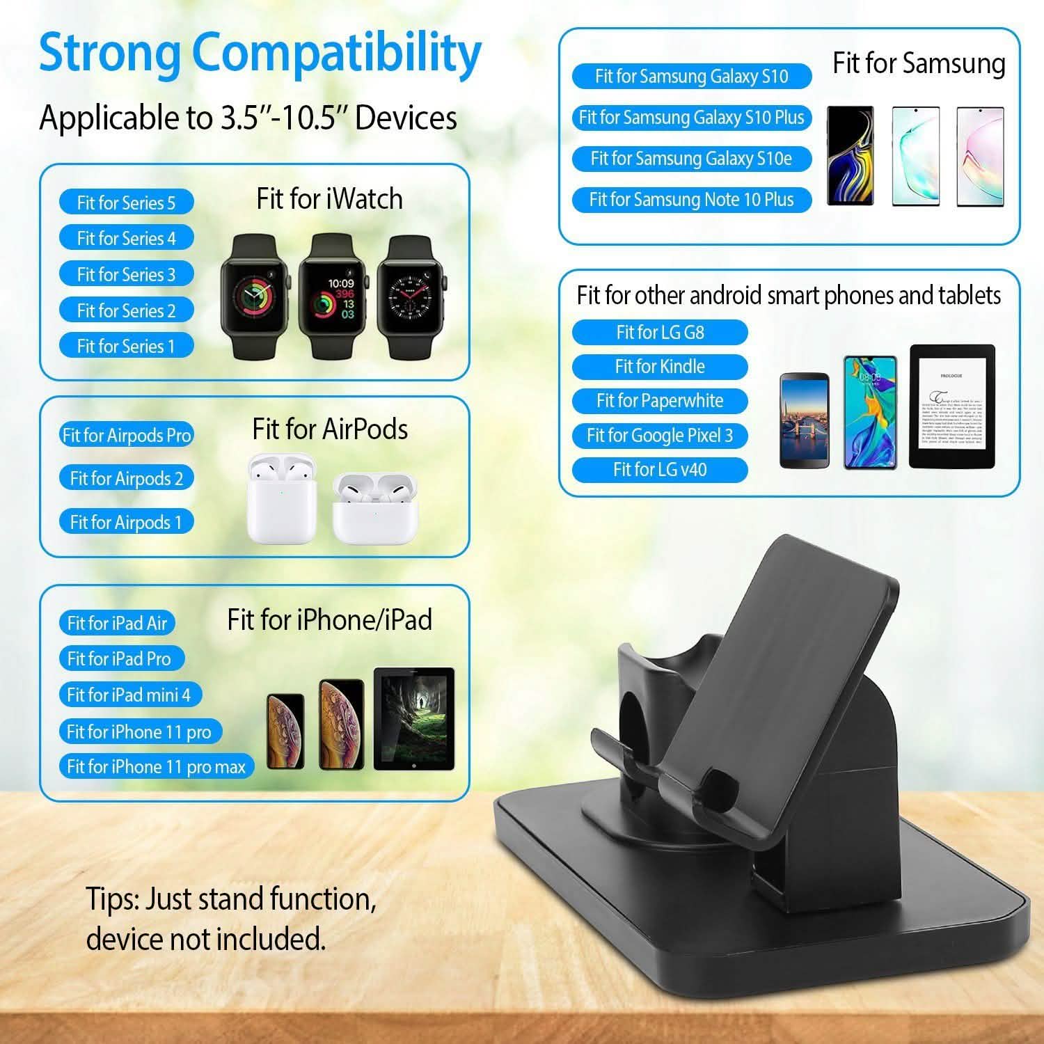 3-in-1 Charging Dock Station Phone Charger Stand Holder