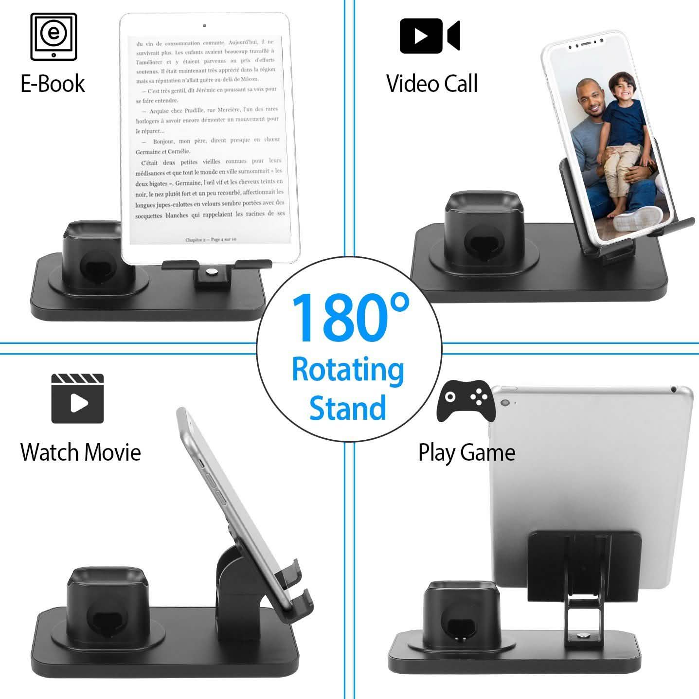 3-in-1 Charging Dock Station Phone Charger Stand Holder