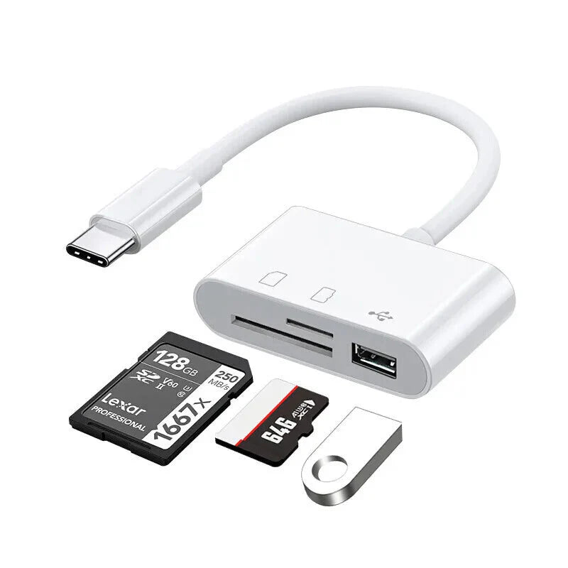 3-in-1 USB Type-C Card Reader Adapter – OTG SD/TF Converter