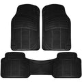3-Piece: OxGord Car Floor Mats Ridged Rubber Full Set Universal Fit