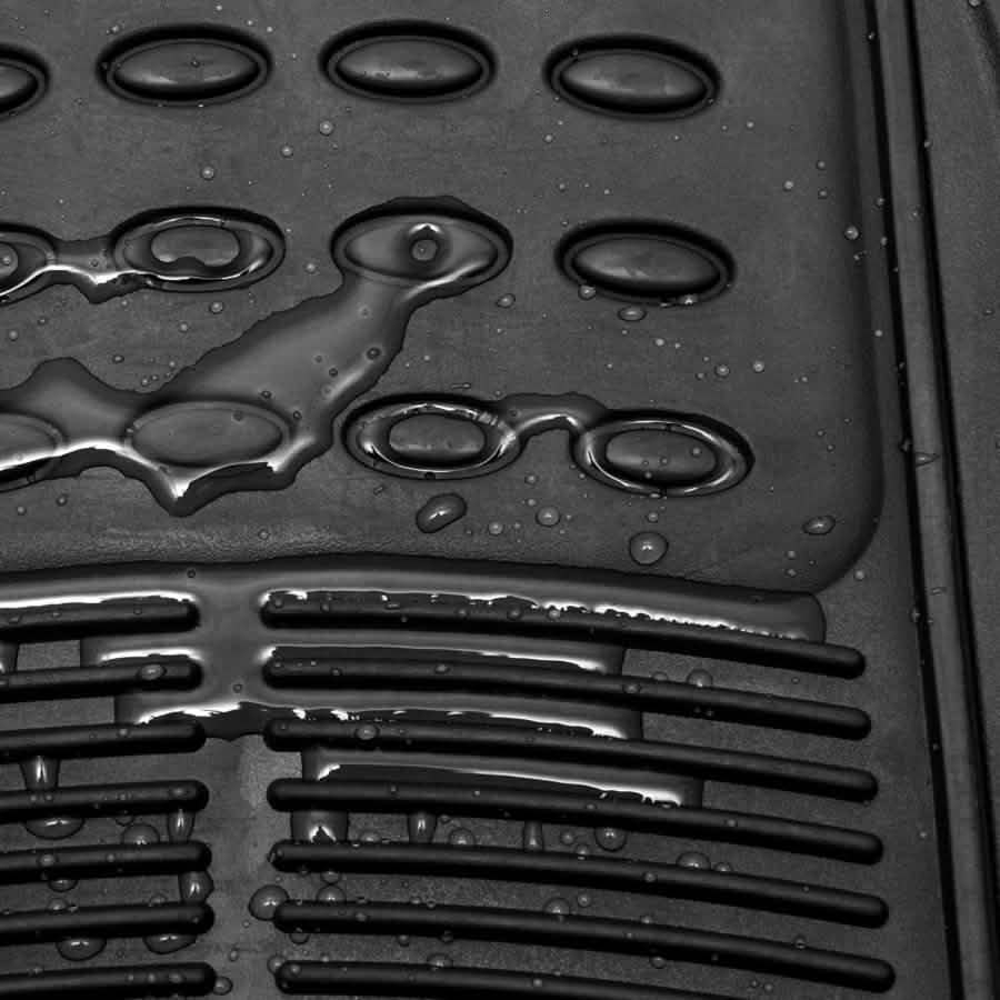 3-Piece: OxGord Car Floor Mats Ridged Rubber Full Set Universal Fit