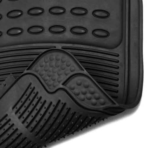3-Piece: OxGord Car Floor Mats Ridged Rubber Full Set Universal Fit