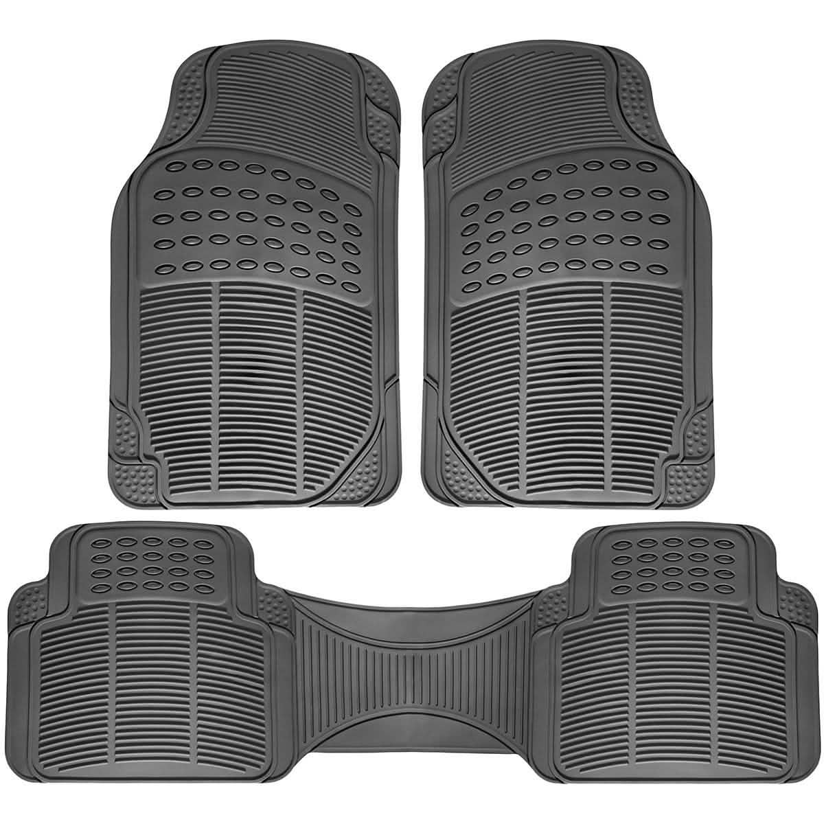 3-Piece: OxGord Car Floor Mats Ridged Rubber Full Set Universal Fit