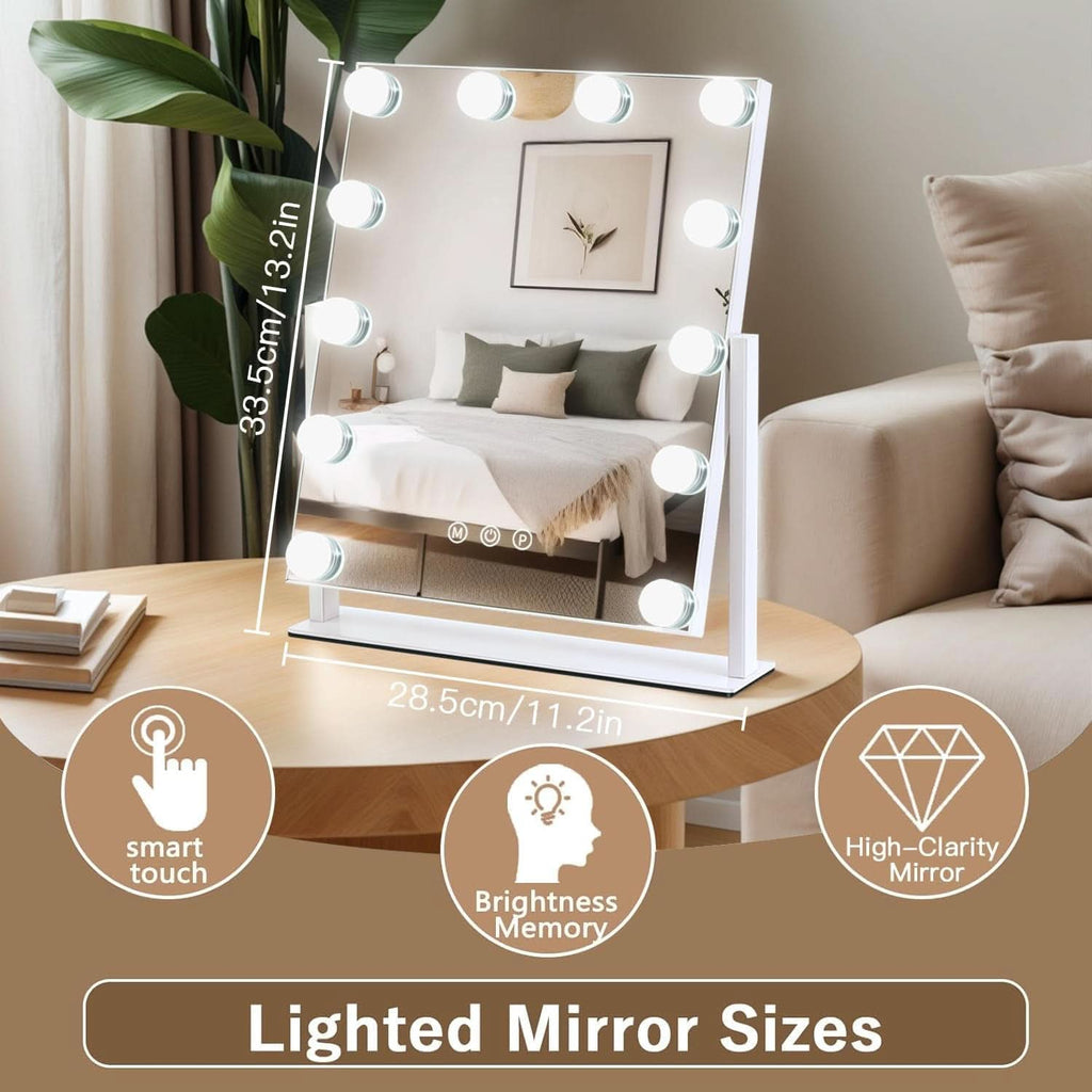 13 By 11 Lighted Makeup Vanity Mirror 12 Dimmable Bulbs