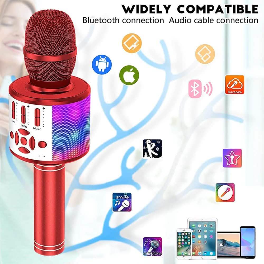 4-in-1 Karaoke Machine Microphone with LED Lights