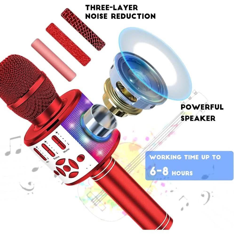 4-in-1 Karaoke Machine Microphone with LED Lights
