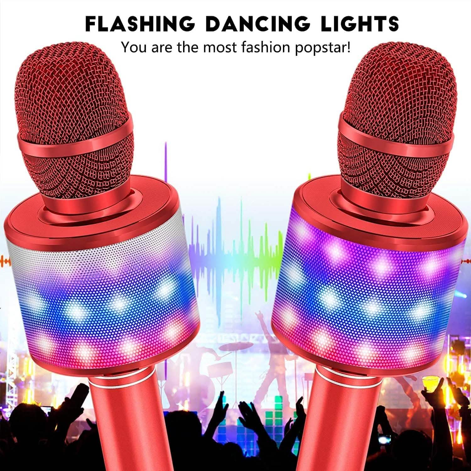4-in-1 Karaoke Machine Microphone with LED Lights