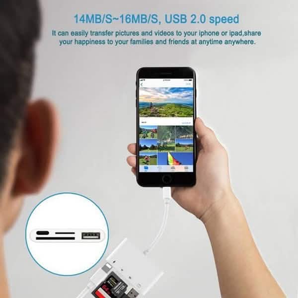 4-in-1 SD/TF Card Reader USB 2.0 Female OTG Adapter Cable