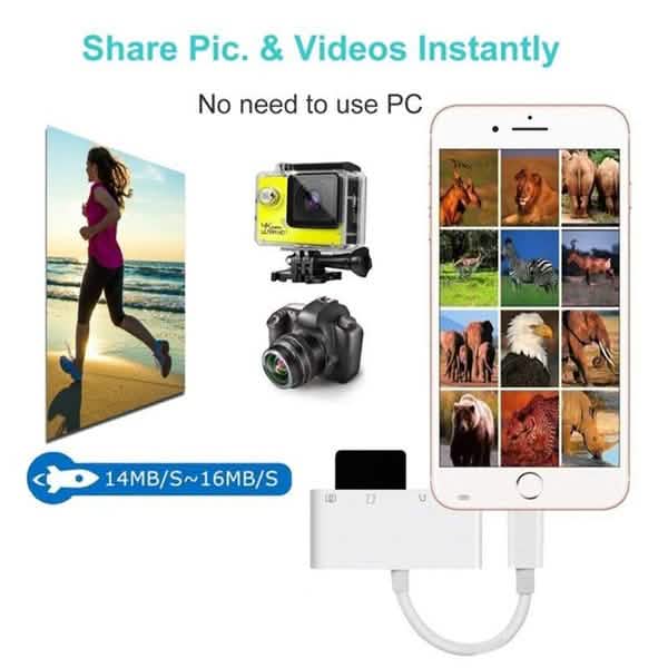 4-in-1 SD/TF Card Reader USB 2.0 Female OTG Adapter Cable