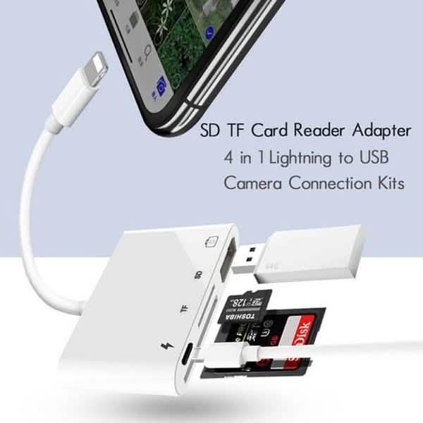 4-in-1 SD/TF Card Reader USB 2.0 Female OTG Adapter Cable