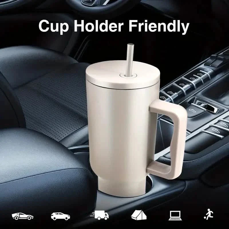 40oz Tumbler with Handle, Lid and Straw Insulated Cup Reusable Stainless Steel