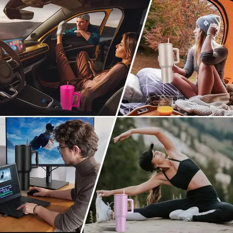 40oz Tumbler with Handle, Lid and Straw Insulated Cup Reusable Stainless Steel