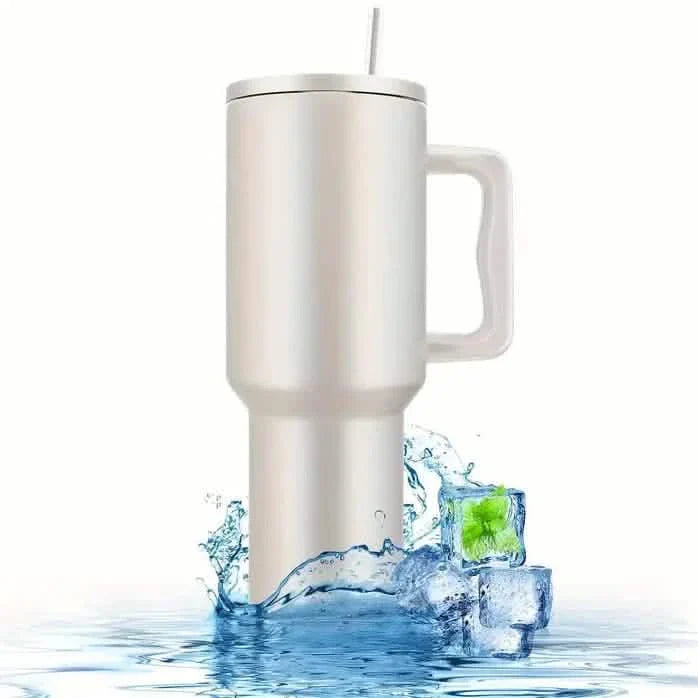 40oz Tumbler with Handle, Lid and Straw Insulated Cup Reusable Stainless Steel