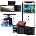 3-Camera Dash Cam – Front, Rear & Inside Car Recorder with WiFi & Night Vision