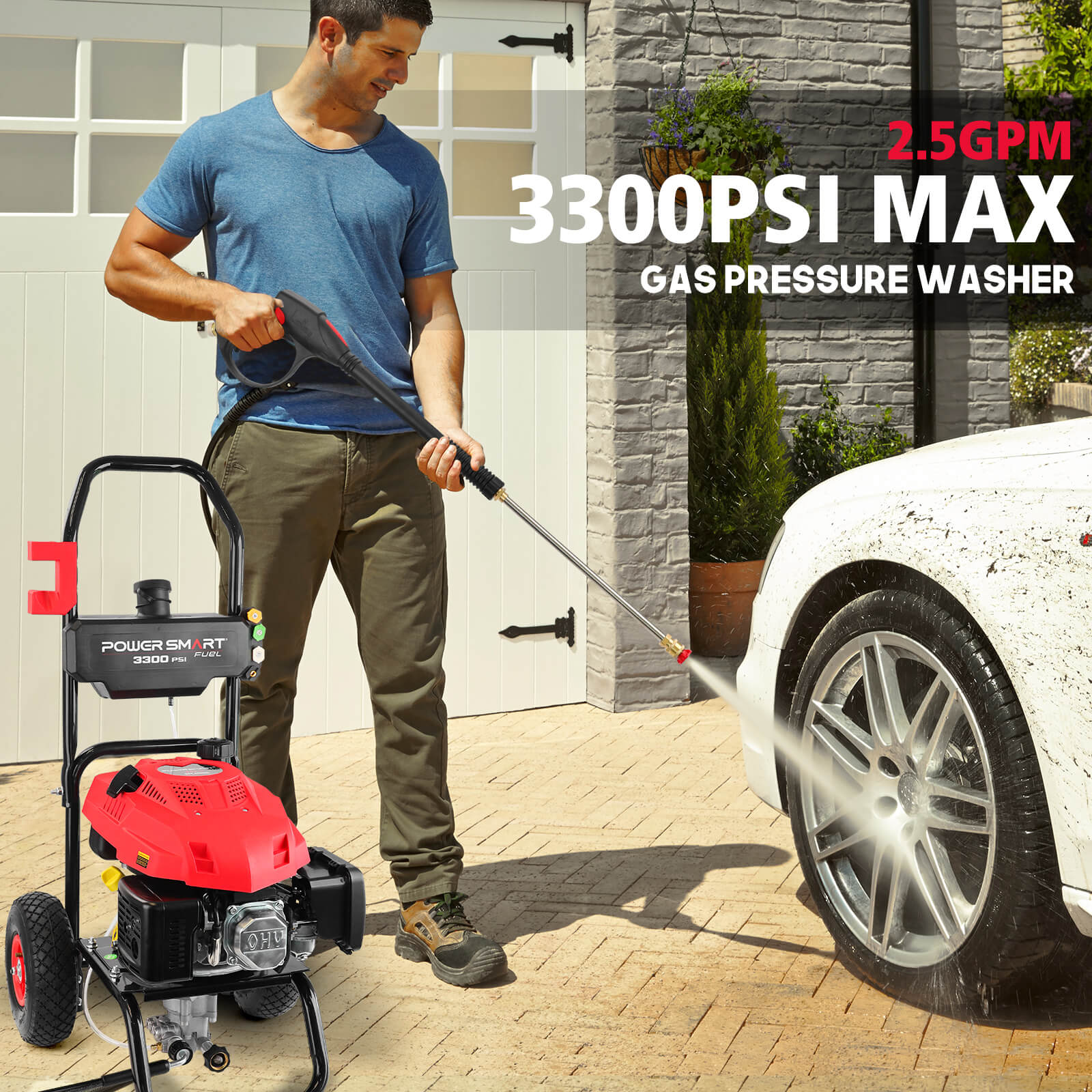 3300PSI 2.5GPM 201cc Gas Pressure Washer DB1050
