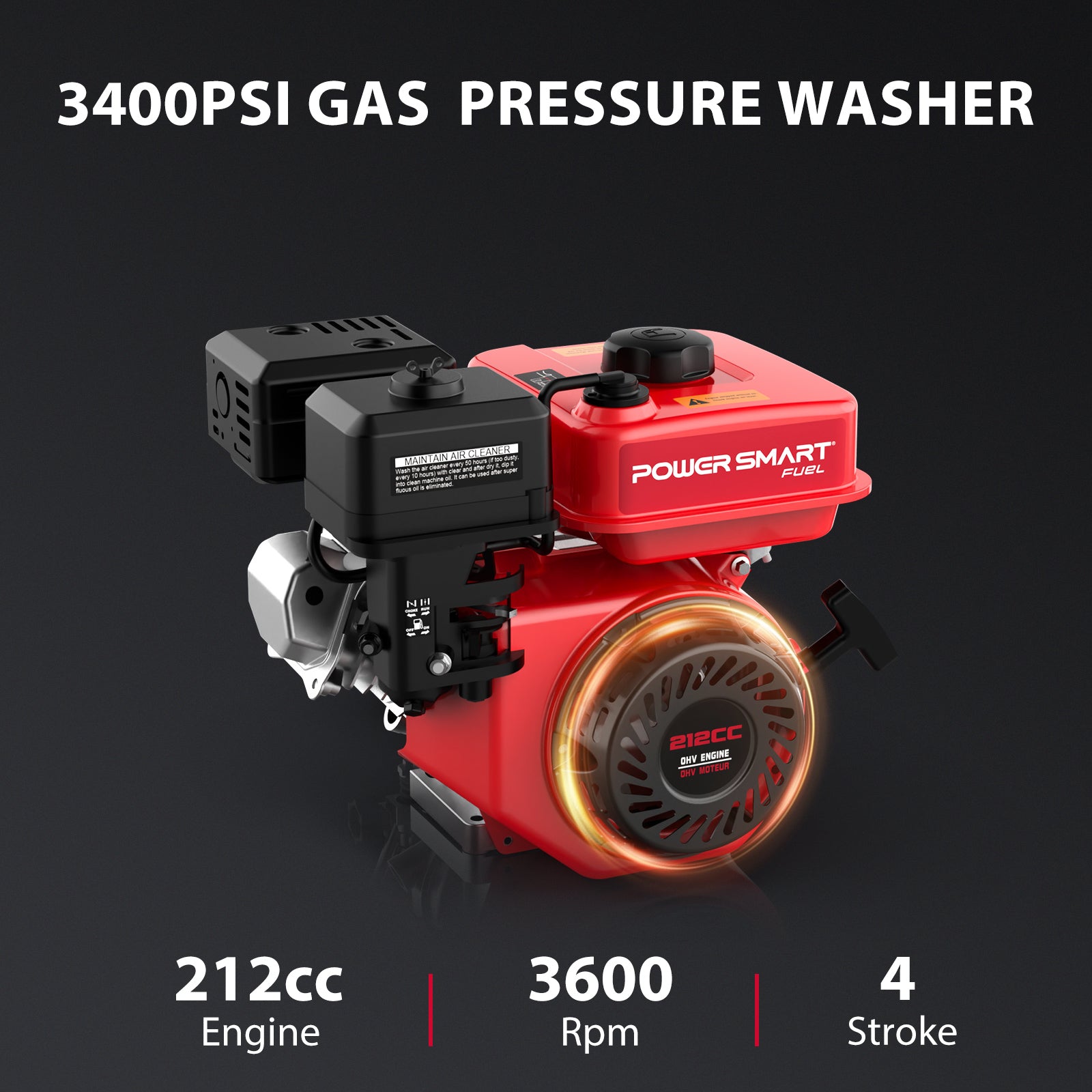 3400PSI 2.5GPM 212cc Gas Pressure Washer DL1034A
