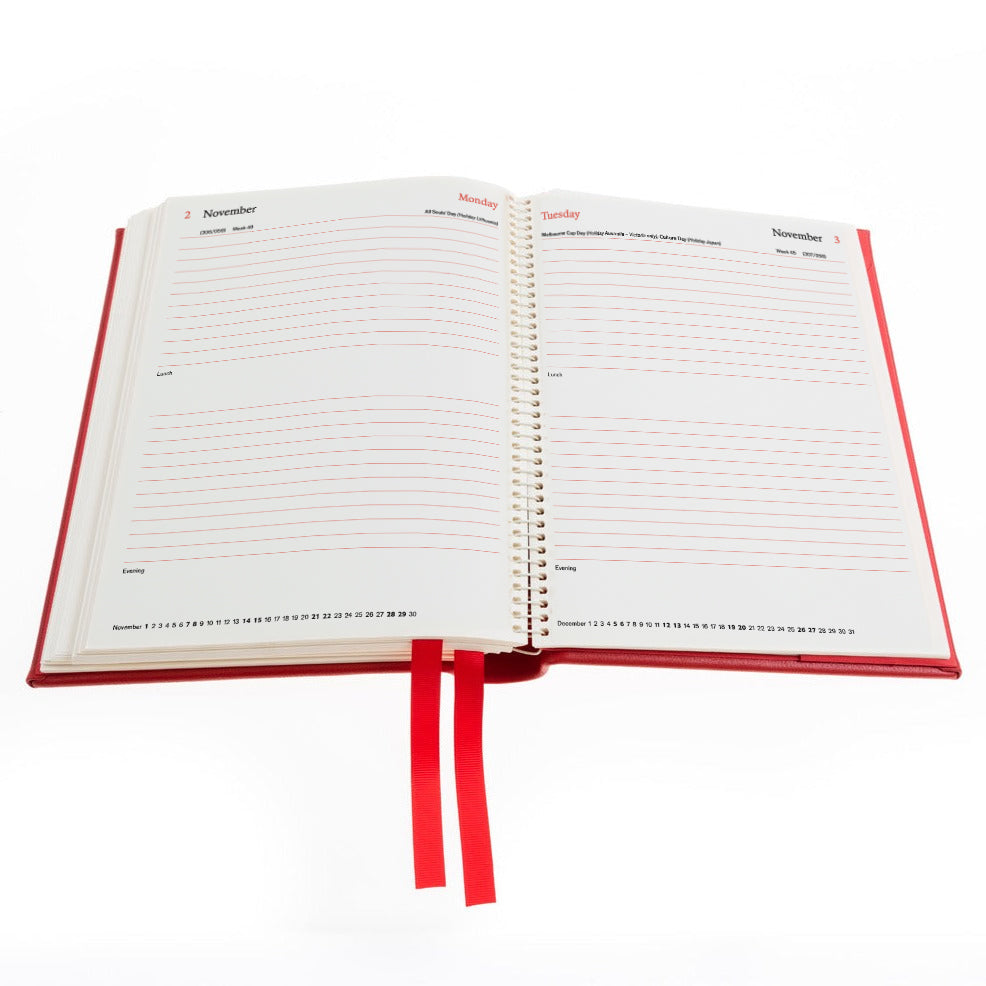 2026 Desk Diary - Day-a-Page Planner - Red
