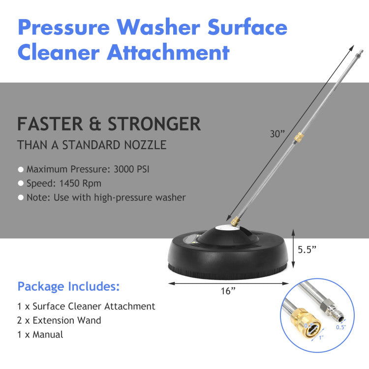 16" Pressure Washer with 2 Nozzles & Quick-Connect Wands