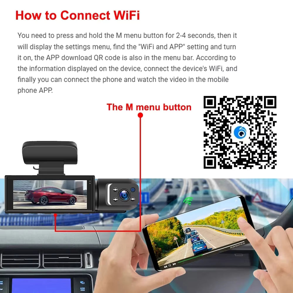 1080P WIFI Dual camera Dash Cam