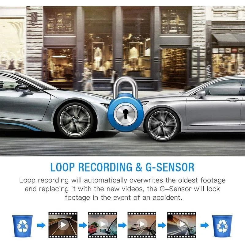 1080P Dual Dash Cam Front & Rear Camera 4" LCD Wide Angle Car DVR