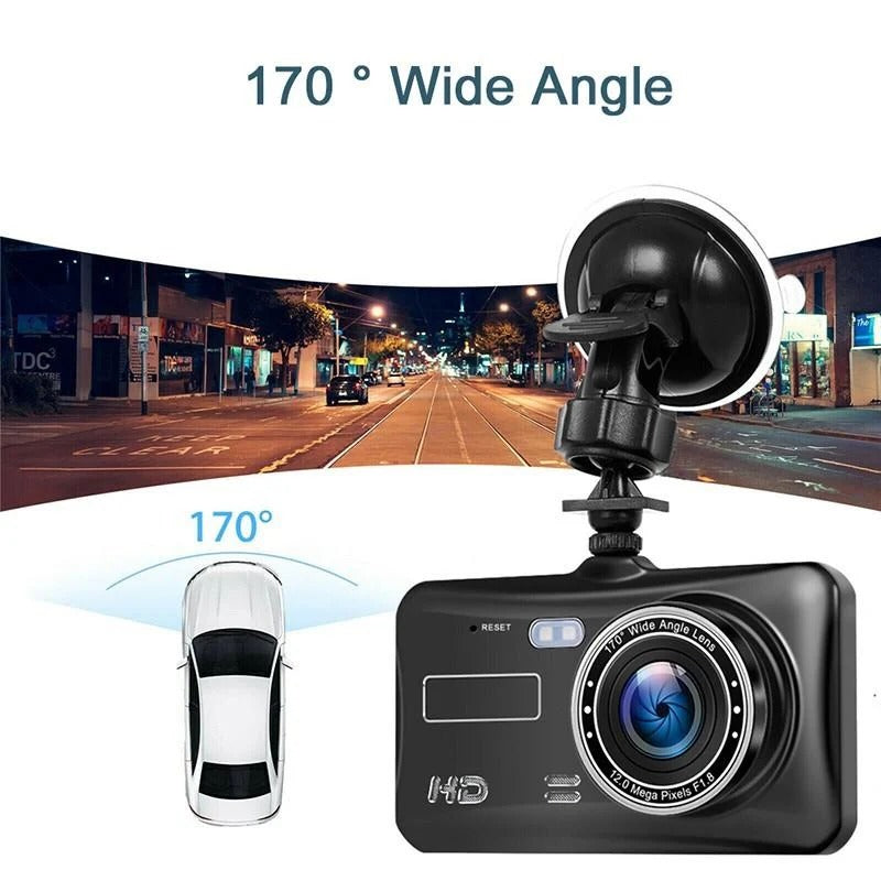 1080P Dual Dash Cam Front & Rear Camera 4" LCD Wide Angle Car DVR