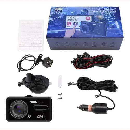 1080P Dual Dash Cam Front & Rear Camera 4" LCD Wide Angle Car DVR