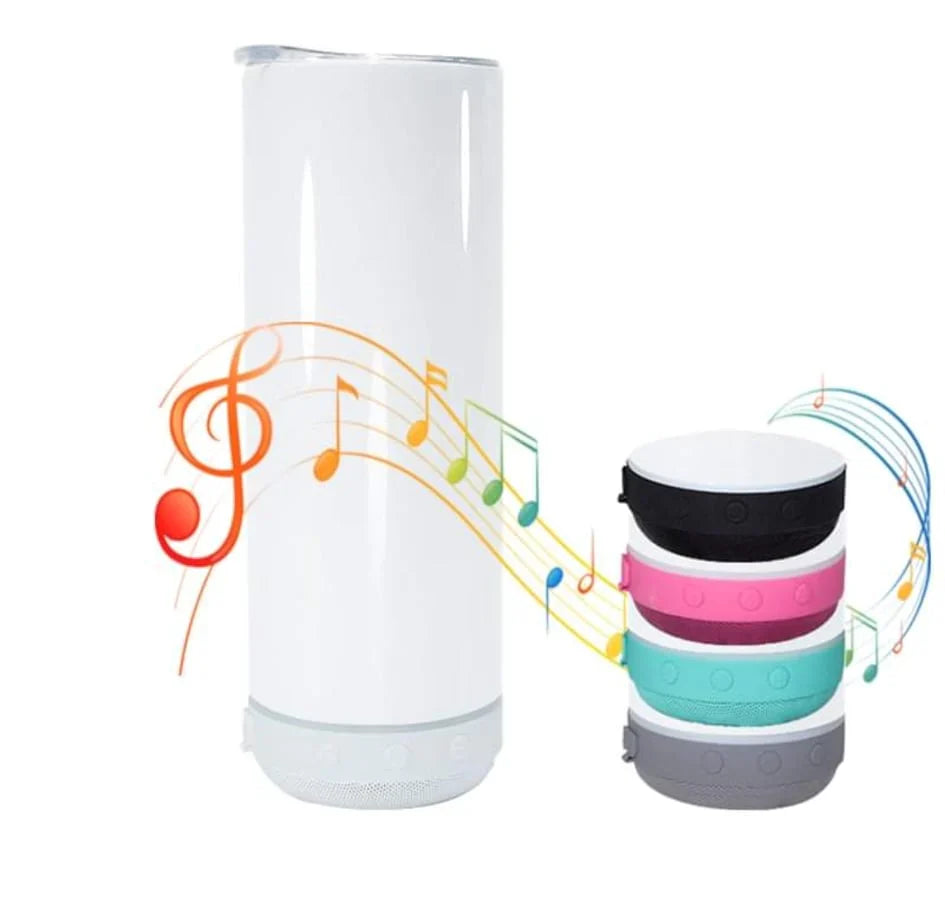 20oz Sublimation Bluetooth speaker tumbler. Music Tumblers W/ Lid, Speaker & Straw